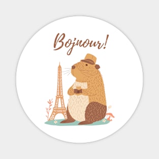 Bojnour! Capybara in Paris Magnet